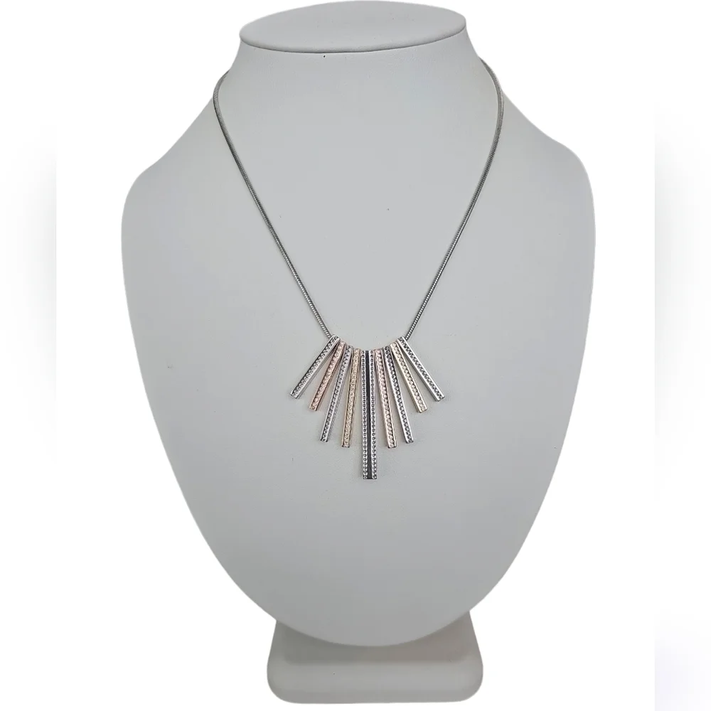 The Limited Reversible Fringe Necklace In Silver, Gold, Rose Gold and Rhinestone